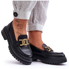 PG1 Női Platform Loafers Díszítéssel Fekete Ameg