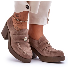 Lemar Női Velúr Cipők Sarkú Bézs Dunadia