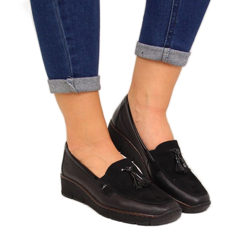 Rieker W RKR395 fekete ék alakú cipő