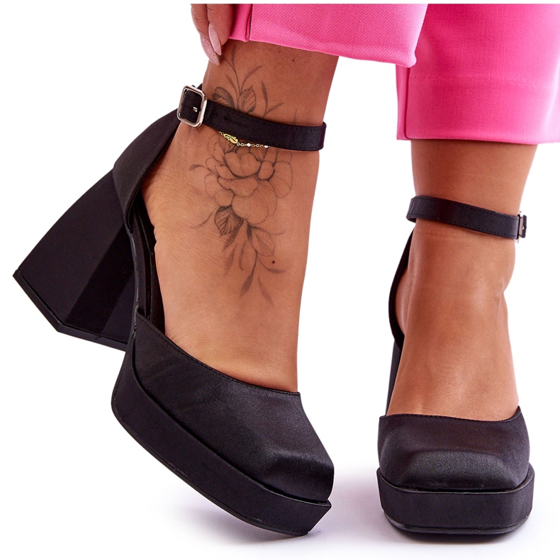 PA1 Divatos pumpák masszív sarkú fekete Sandia