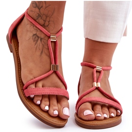 C'M Paris Női Coral Coral cipzáras lapos szandál piros