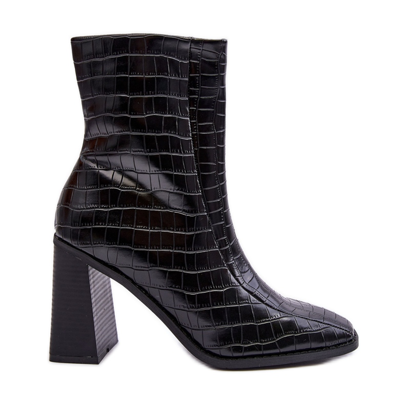 Bőr magas csizma Snake Pattern Fekete Kornell