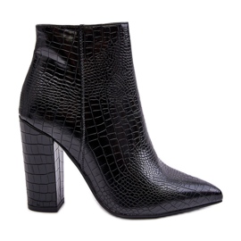 Elegáns kígyócsizma fekete Dante sarkon