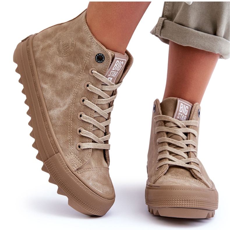 Női tornacipő Big Star High meleg bézs GG274071