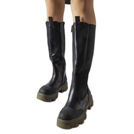 Fekete és zöld magas csizmák a Pasquale márkától