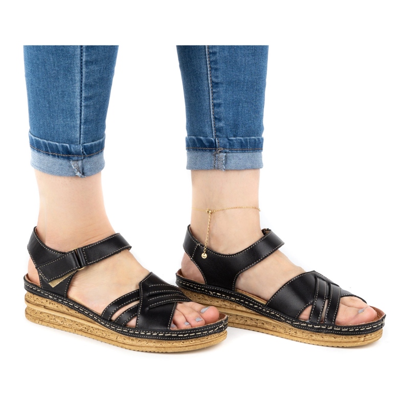 WASAK Kényelmes női bőr szandál 0658W fekete