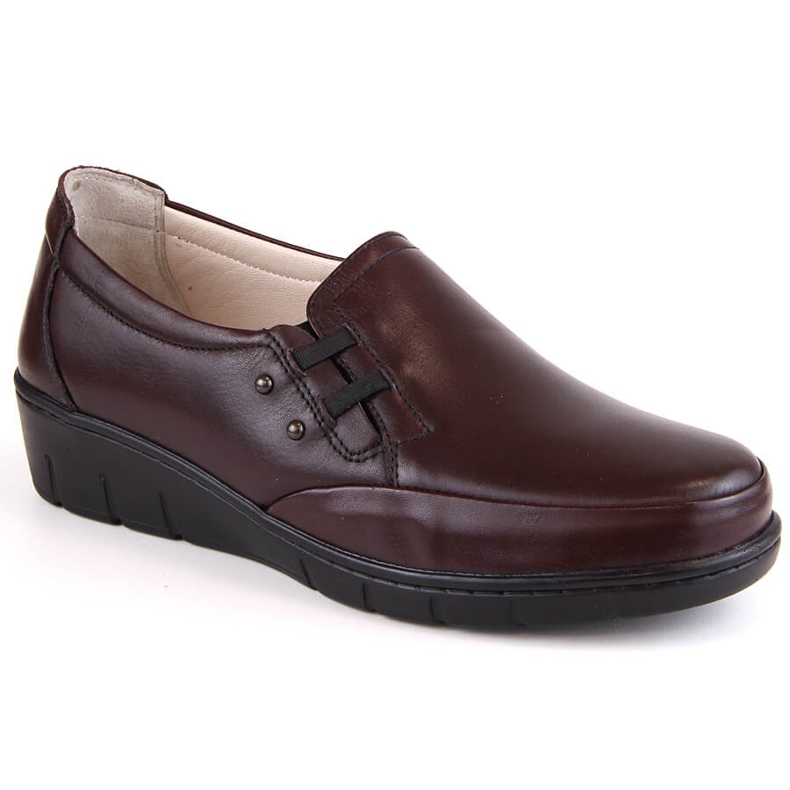 Bőr kényelmes női cipő gumiszalaggal T.Sokolski J304 piros