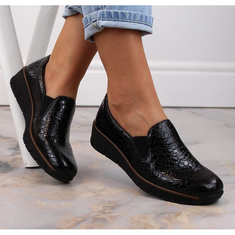 Kényelmes Rieker cipő W RKR166C krokodil fekete