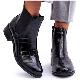 Bőr csizma Chelsea csizma állatmintás fekete Daina