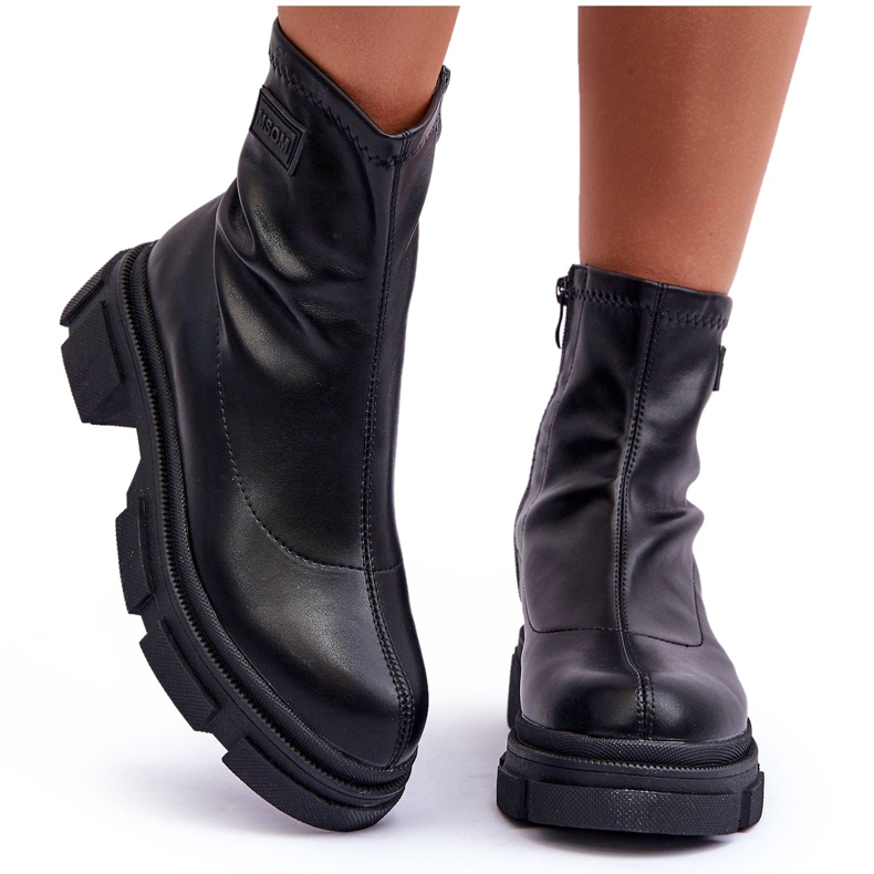 Vergilia bőr klasszikus szigetelt bokacsizma fekete