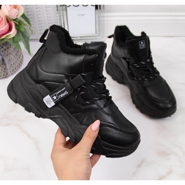 News Női hőszigetelt tornacipő vastag talppal, fekete ÚJDONSÁGOK