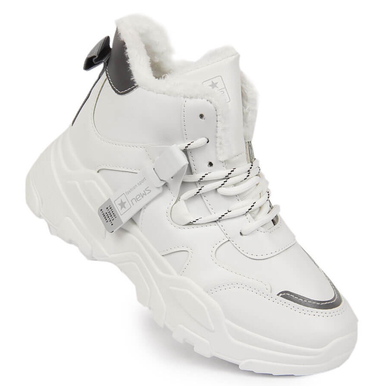 News Női hőszigetelt tornacipő vastag talppal, fehér ÚJ