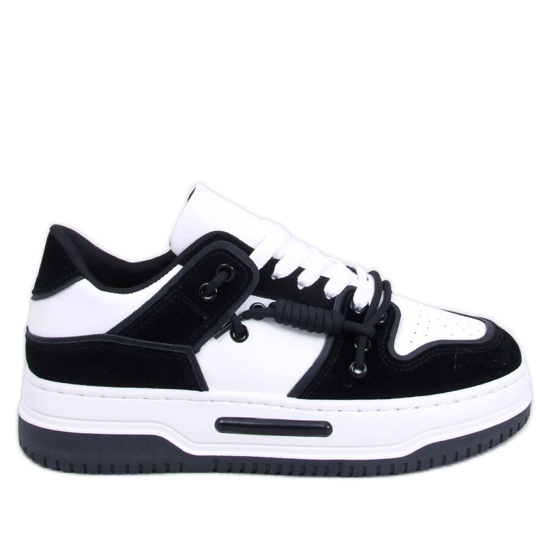 Clavell Fekete magas talpú tornacipő fehér