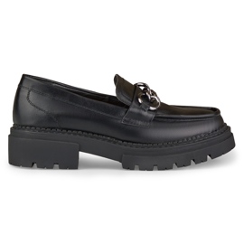 La.Fi Fekete mokaszinok ökobőrből készült platformon