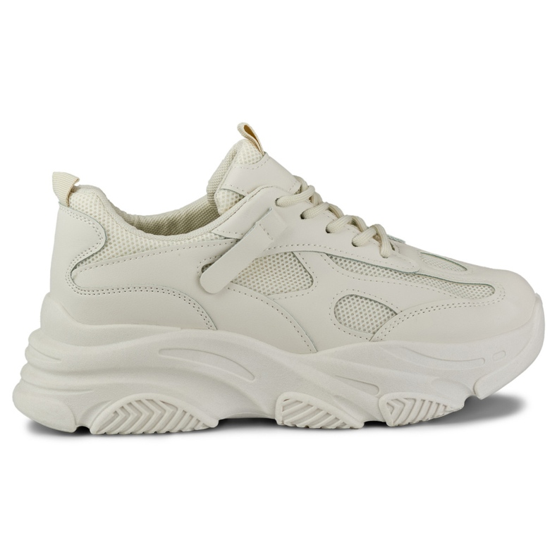 Női bézs színű tornacipő vastag talppal fekete