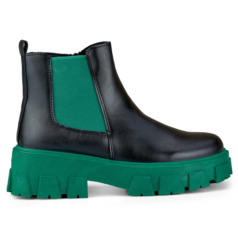 Női munkáscsizma zöld talppal fekete