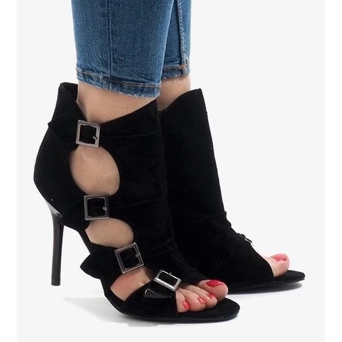 Női fekete velúr megkötött munkáscsizma