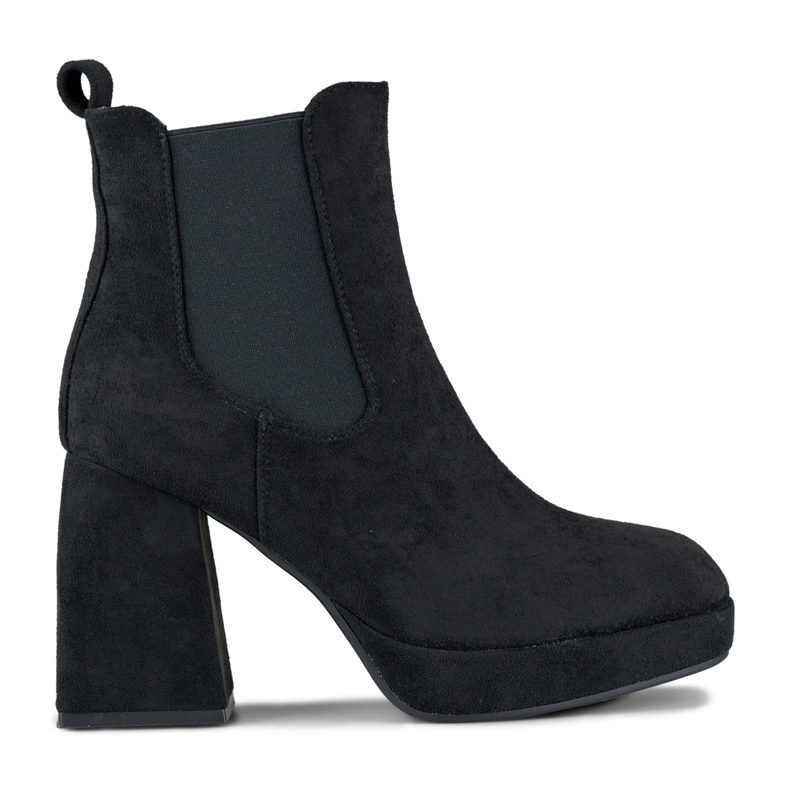 Női velúr fekete csizma magas sarkon bézs