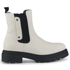 Női világos bézs Chelsea csizma vastag talppal