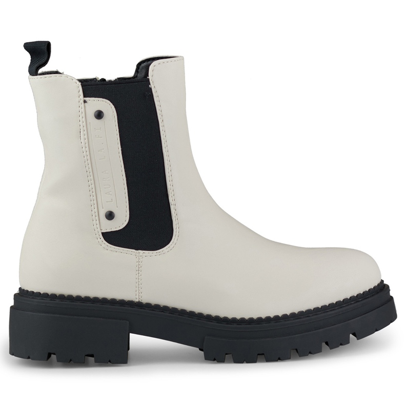 Női világos bézs Chelsea csizma vastag talppal