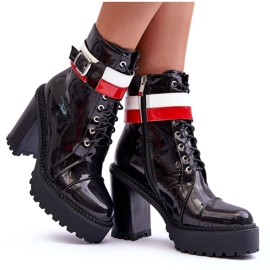 Adrijana Chunky bőr magassarkú csizma fekete