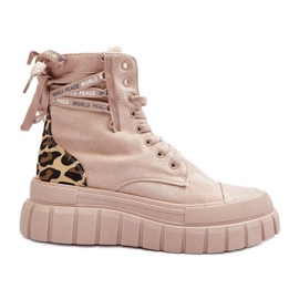 Női Velúr Platform csizma Világos bézs szarufa