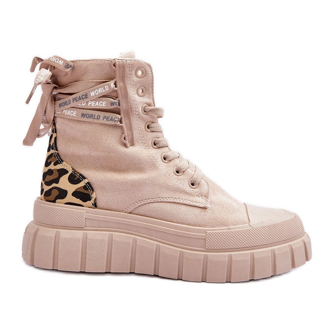 Női Velúr Platform csizma Világos bézs szarufa