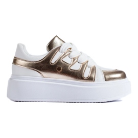 Arany és fehér magas platformú tornacipő a Shelovet-től