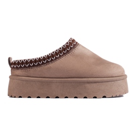 Sötétbézs színű velúr papucs vastag talppal a Shelovet márkától