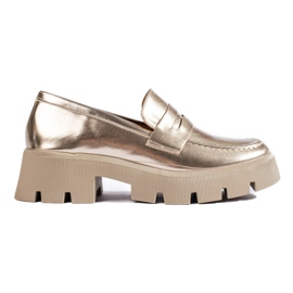 Arany női mokaszinok vastag talpon a Shelovet cégtől aranysárga