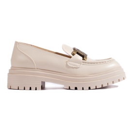 Bézs színű női mokaszinok vastag Shelovet platformon Bézs színű női mokaszinok vastag Shelovet platformon