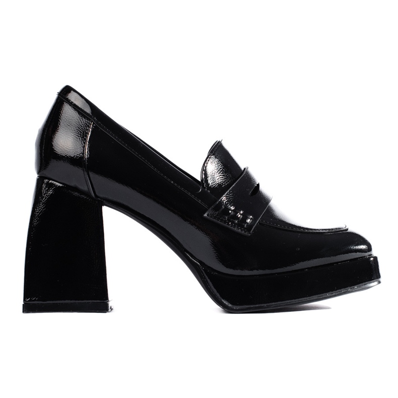 Patent fekete magas sarkú cipő a Shelovet márkától