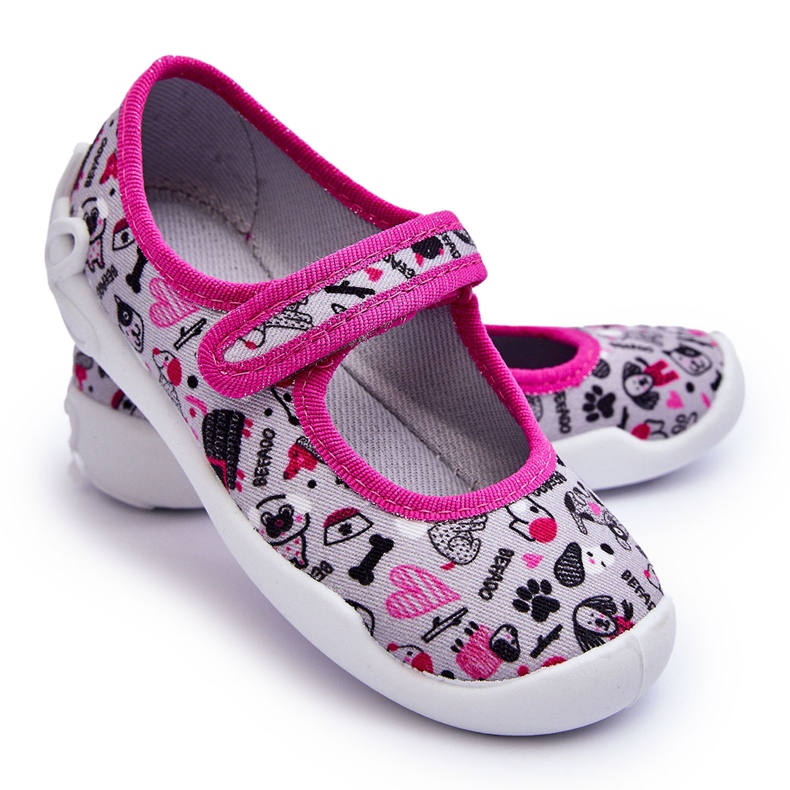 BEFADO S.A. Befado gyerek balerina papucs 114X521 szürke és rózsaszín