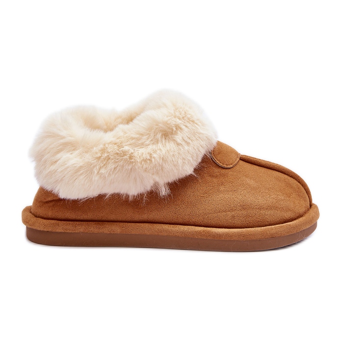 FB3 Női bundás papucs, barna lanoze