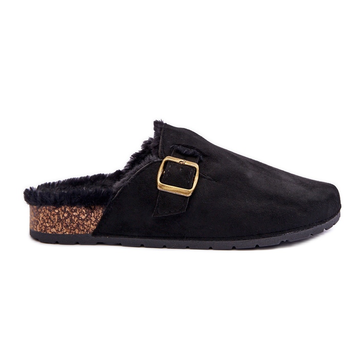 FB2 Női velúr papucs szőrmével, fekete Haidamia