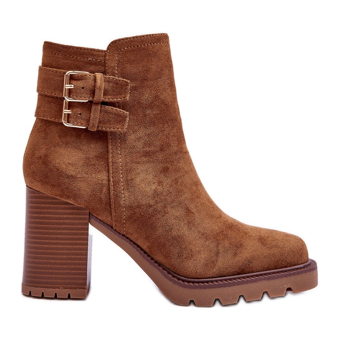 Velúr magassarkú csizma barna makeline