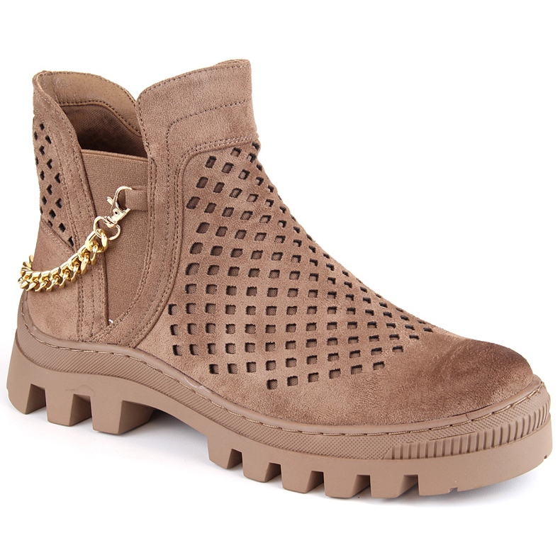 Női velúr barna munkáscsizma Potocki 12028 bézs