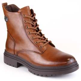 Női barna fűzős és cipzáras csizma Potocki SZ12203