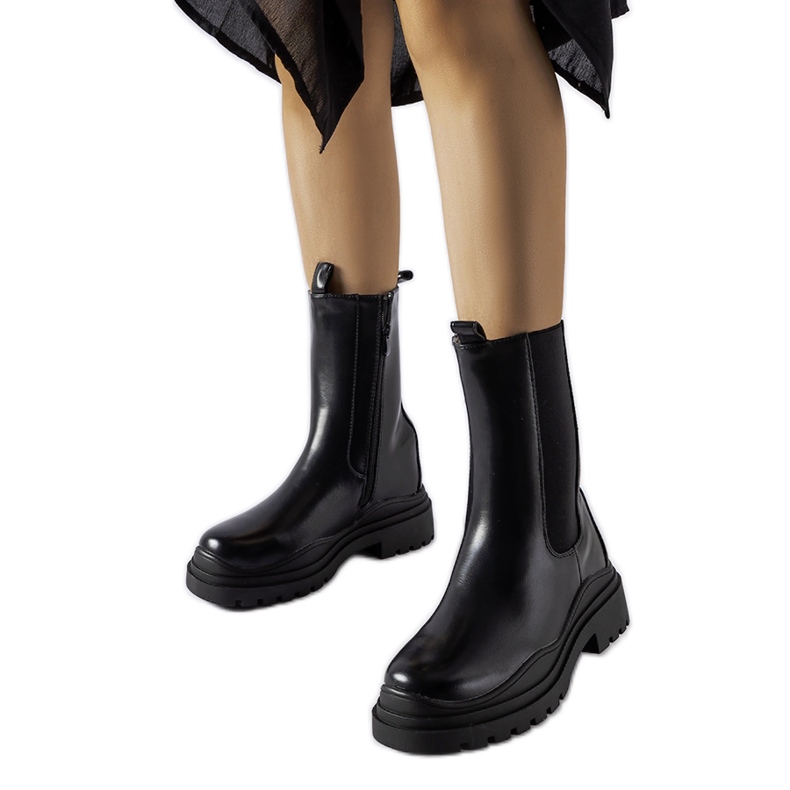 Fekete masszív Delebio bokacsizma