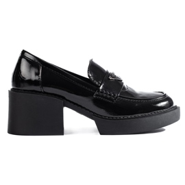 Fekete lakkos Shelovet magas sarkú cipő