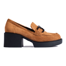 Shelovet női tevevelúr magas sarkú cipő barna