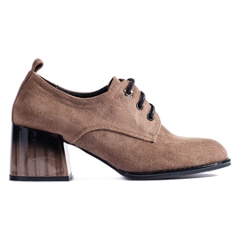 Shelovet velúr sötétbézs magas sarkú cipő