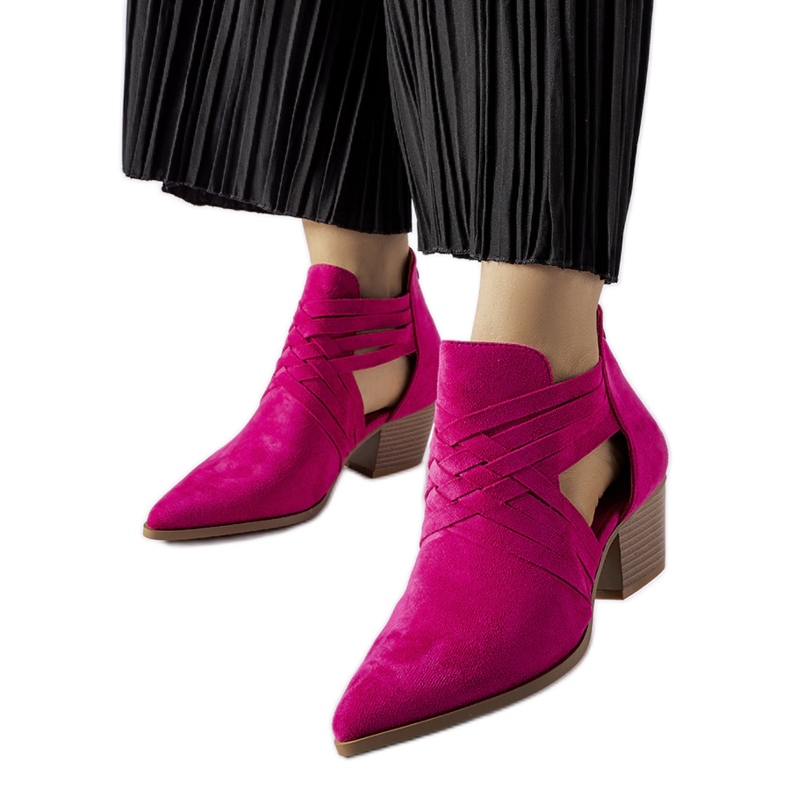 Rózsaszín Quraishi magas sarkú bokacsizma