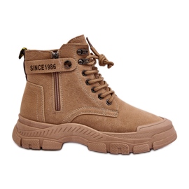 Szigetelt velúr női bokacsizma bézs Jailina