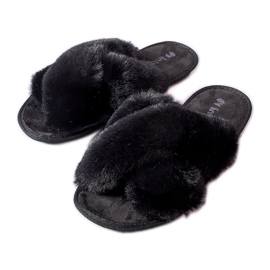 Inblu Fekete papucs Morano szőrmével