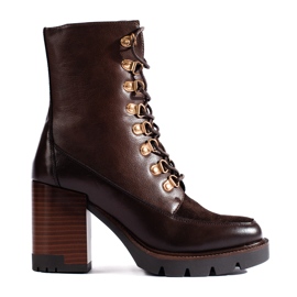 Vinceza fűzős barna bokacsizma