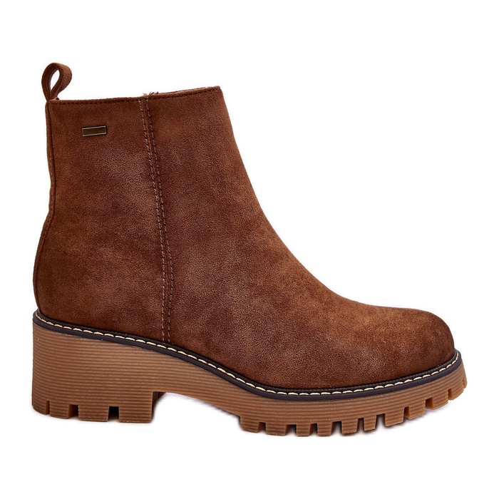 Velúr lapos sarkú csizma, hőszigetelt, barna Neafgi