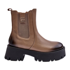 Bőr Chelsea csizma masszív platformon, bézs Lemar Lisencca