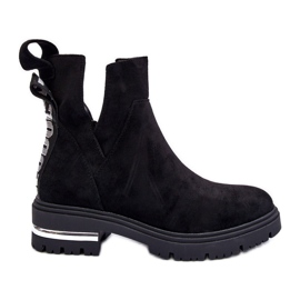 Velúr lapos csizma kivágásokkal, fekete Lamedella Velúr lapos csizma kivágásokkal, fekete Lamedella