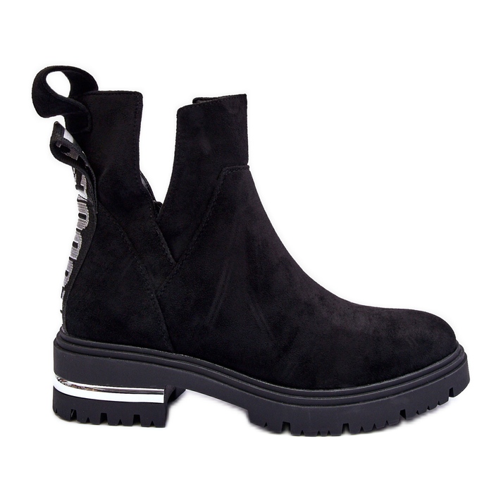 Velúr lapos csizma kivágásokkal, fekete Lamedella Velúr lapos csizma kivágásokkal, fekete Lamedella